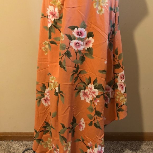 Peach Cold Shoulder Floral Maxi Dress  (2) - Picture 8 of 8